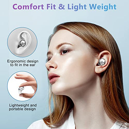 ELOVEN Wireless Earbuds Deep Bass Stereo Sound Bluetooth Earbuds 120H True Wireless Headphones with Ear Caps (S/M/L) for Samsung S26/S25/S24/S23/S22 Ultra Z Flip 5/4/3/Fold 5/4 iPhone 16/15/14 Silver - color: Silver