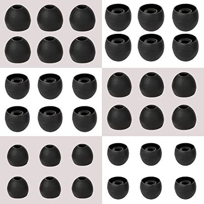 18 Pairs Silicone Earbud Tips Replacement Ear Tips Earbuds Cap for in- Ear Headphones Eartips (Inner Hole from 3.8mm-5.5mm Earphones) Earbud Replacement Tips Ear Buds Tips S M L,Black - color: Black