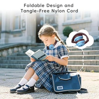 Candy Bila Wired Kids Headphones with Microphone, 85dB Safe Volume | Volume Limiter 85/94dB, HD Stereo Sound, Microphone and Wired Control,Foldable Design, Gradient Caramel Blue - color: Gradient Caramel Blue