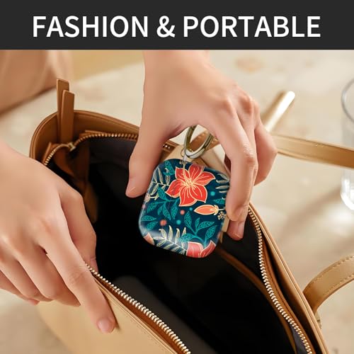 Cute Case Cover Compatible with AirPods 4th Generation 2024, Shockproof for Women & Girls with Cute Golden Round Buckle – Protective, Anti-Drop Design(Cute Red Flower) - color: Cute Red Flower