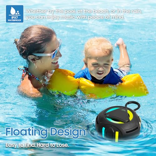 Bluetooth Shower Speake Waterproof，Portable Outdoor Bluetooth Speake with RGB Lights，IPX67 Floating，Built-in Mic，24Hrs Playtime，True Wireless Stereo，Gifts for Teens Boy Girls Women Men - Black - color: Black