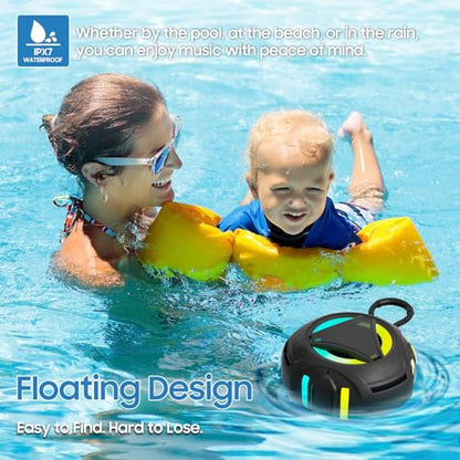 Bluetooth Shower Speake Waterproof，Portable Outdoor Bluetooth Speake with RGB Lights，IPX67 Floating，Built-in Mic，24Hrs Playtime，True Wireless Stereo，Gifts for Teens Boy Girls Women Men - Black - color: Black
