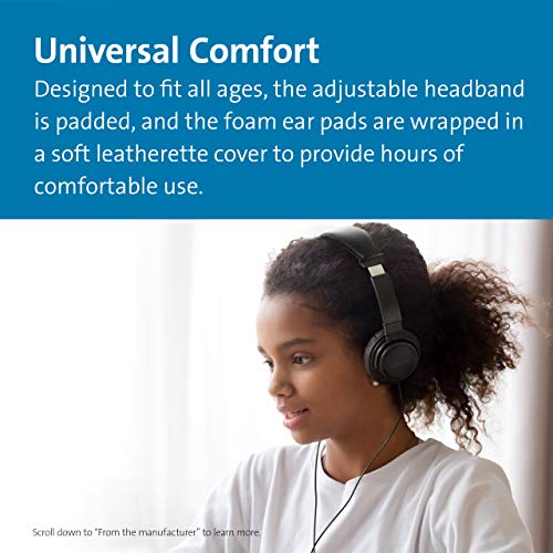 Kensington USB-C Hi-Fi Headphones, On-Ear for Kids, for School, for Adults, Padded Adjustable Headband, 6 ft Cord (K97456WW), Black