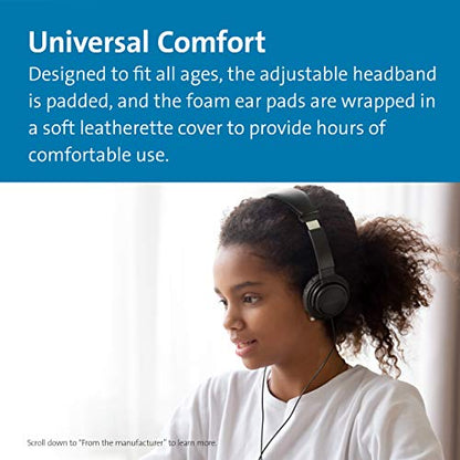Kensington USB-C Hi-Fi Headphones, On-Ear for Kids, for School, for Adults, Padded Adjustable Headband, 6 ft Cord (K97456WW), Black