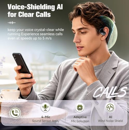 Xmenha Over The Ear Earbuds Open Ear Headphones Over The Ear Headphones | Over Ear Earbuds Air Bone Conduction Earbuds Earphones Air Bone Conducting Conduction Headphones Bluetooth - color: Black, style: Normal