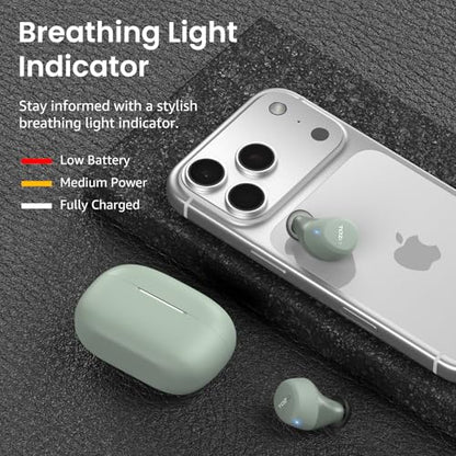 TOZO A1 Wireless Earbuds Bluetooth 5.3 Light Weight in Ear Headphones | IPX5 Waterproof, 2 Mics for AI Calls, Immersive Premium Sound Bass Ear buds with Charging Case, 32 Presets EQ via TOZO App - color: Green