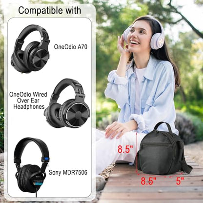DJ Headphone Case with Adjustable Shoulder Strap Accessory Pocket Storage Bag for Headphone Headset