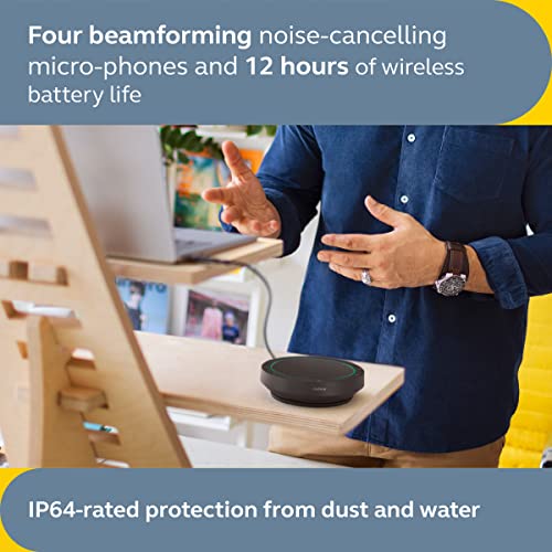 Jabra Speak2 55 Wireless Bluetooth Speakerphone - Compact and Portable Speaker with 4 Noise-Cancelling Mics, Full-Range 50mm Speaker & Wideband Audio - Certified for Zoom and Google Meet - Dark Grey - style: All Platforms
