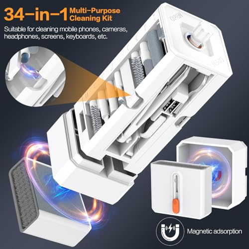 34-in-1 Electronics Cleaning Kit for iPhone, AirPods, Keyboard, USB C, Port | Professional, Multi-Purpose Cleaning Kit, With Cleaning Putty, Microfiber Cloth, Compact Portable Design White sunoyar - color: White