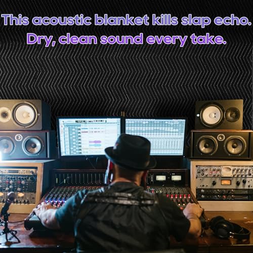 2 Pcs Large Sound Dampening Blanket 48" x 80", 850GSM Acoustic Sound Blanket with Grommets,Heavy Duty Studio Sound Absorption Blankets,Acoustic Blanket Noise Reduce,Light Blocker,Moving Blankets - size: 48 x 80 inch