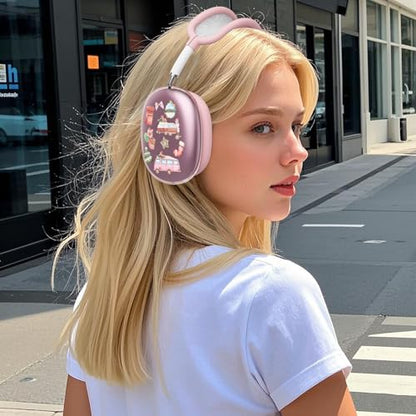 for AirPods Max Headphones Christmas Ear Covers for AirPods Max 2 | Cute Bus Clear Ear Cups Cover | Pink Silicone Ear Pad Case Headband Cover for Apple AirPods Max 2/1 (2026/2024/2020) - color: Bus/Pink