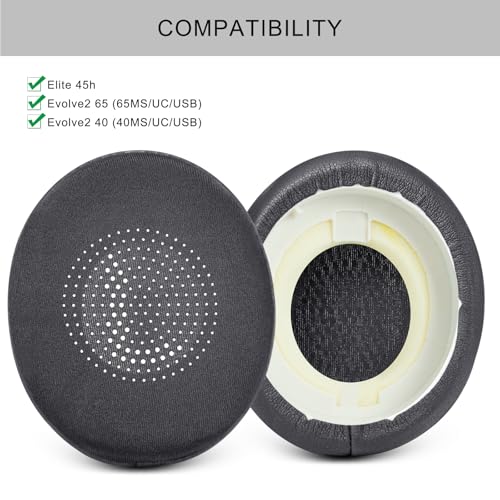 Ear Pads Replacement for Jabra Elite 45h Evolve2 65 40 Cooling Gel Cushions | for Evolve2 65 40 MS UC USB Wireless On-Ear Headphones with Thick Foam (Black) - color: Black Cooling