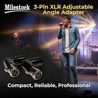 2-Pcs 3-PIN XLR Angle Adapter Adjustable Male to Female, XLR 90 Degree, 4 Adjustable Angle Positions - size: 2-Pcs