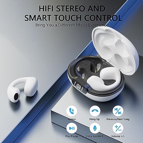 Wireless Earbuds,Wireless Ear Clip Bone Conduction Headphones,Open Sport Bone Earbuds,Bluetooth 5.3 Bone Conduction Head,Running Workout Painless Wearing Earring Earphone,for iOS Android Samsung