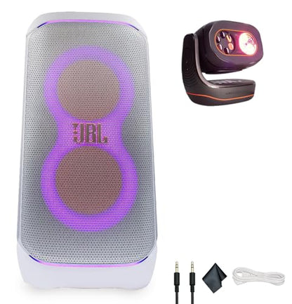 JBL PartyBox Club 120 White - 160W Portable Wireless Splash Proof Speaker + Partylight Beam + AUX Cable + Microfiber Cloth - color: White, style: w/ Partylight Beam