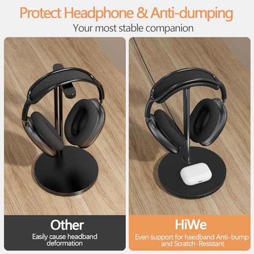 Headphone Stand with Wireless Charger, Gaming Headset Holder Hanger Rack 2 IN 1 Wireless Charging Station Dock for iPhone 15/14/13/12/11 Series, Samsung, AirPods Pro/3/2 and Desk All Headphones, Black | 2 in 1 Charging Station for iPhone, Samsung, AirPods