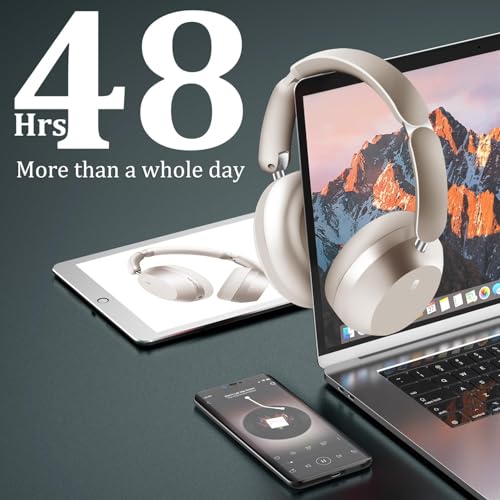 Wentronic Y04 Bluetooth Headphones Active Noise Cancelling Wireless Over Ear Headsets 48 Hours Playtime High Sound Quality Foldable Earphones with Soft Ear Cushion for Travel - Starlight - color: Starlight