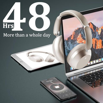 Wentronic Y04 Bluetooth Headphones Active Noise Cancelling Wireless Over Ear Headsets 48 Hours Playtime High Sound Quality Foldable Earphones with Soft Ear Cushion for Travel - Starlight - color: Starlight