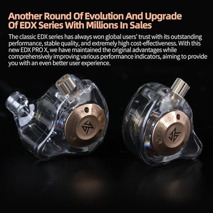 KZ EDX Pro X in Ear Monitor Headphones, HiFi Stereo IEM Dynamic Driver Wired Earphones with Detachable Cable, Deep Bass Noise Isolating Earbuds for Singers Musicians Audiophile (Classic, White) - color: White, style: Classic