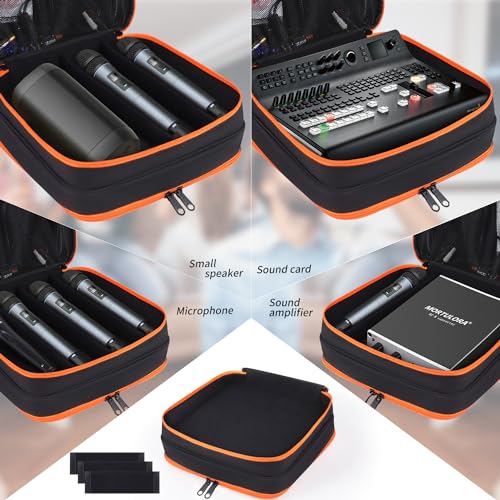 Microphone Case,Wireless Microphone Bag,Portable Storage Case | 8 Slots Mic Carrying Box Bags-Travel Adjustable Foam Box,Fits Singing,Karaoke,Party(Bag Only)