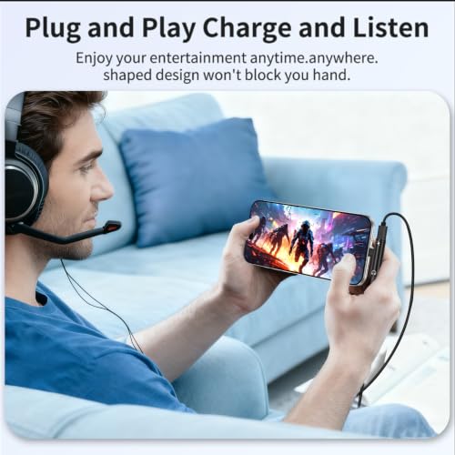 [Apple MFi Certified] Lightning to 3.5mm Headphone Adapter and Charger | 2-in-1 Lightning to Aux Jack Adapter & Fast Charger iPhone Dongle Audio Splitter for iPhone 14 13 12 11 Pro XR XS Max X 8 7 6 - color: Black