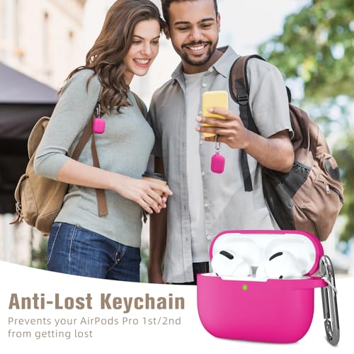 Hamile Compatible with AirPods Pro Case Protective Silicone Airpod Case Shockproof Cover Skin for Apple Airpod Pro 2019 Charging Case, Rose - color: 2-Rose Pink