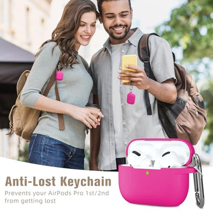 Hamile Compatible with AirPods Pro Case Protective Silicone Airpod Case Shockproof Cover Skin for Apple Airpod Pro 2019 Charging Case, Rose - color: 2-Rose Pink