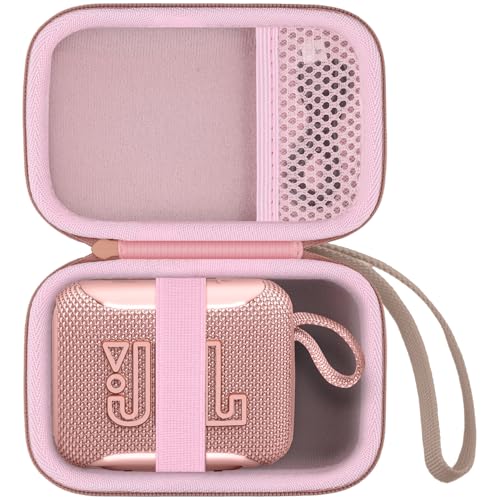 for JBL Go 5/4/3 Ultra Portable Speaker Hard Travel Case, Pink | Protective Storage Bag with Mesh Pocket & Hand Strap, Shockproof EVA Carrying Box, Soft Lining - color: Pink Case