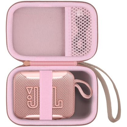 for JBL Go 5/4/3 Ultra Portable Speaker Hard Travel Case, Pink | Protective Storage Bag with Mesh Pocket & Hand Strap, Shockproof EVA Carrying Box, Soft Lining - color: Pink Case