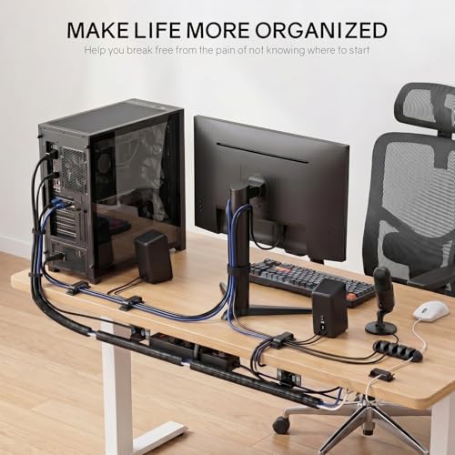 285 PCS Cable Management Kit - for Computer TV Under Desk - Black | cable organizer electrical cord management