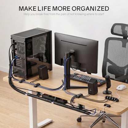 285 PCS Cable Management Kit - for Computer TV Under Desk - Black | cable organizer electrical cord management