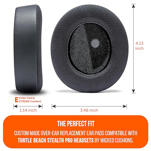 WC Freeze Stealth Pro - Cooling Gel Earpads for Turtle Beach Stealth Pro 1 | Made by Wicked Cushions | Boost Comfort, Durability, Thickness & Sound Isolation | Black - color: Black