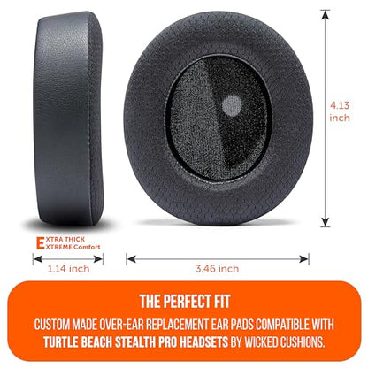 WC Freeze Stealth Pro - Cooling Gel Earpads for Turtle Beach Stealth Pro 1 | Made by Wicked Cushions | Boost Comfort, Durability, Thickness & Sound Isolation | Black - color: Black