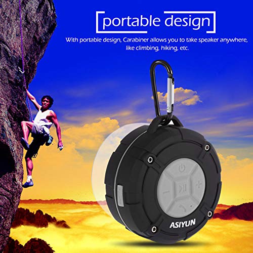 Shower Speaker, IPX7 Waterproof Bluetooth Speaker with HD Bass, Suction Cup & Durable Hook, Built-in Mic for Hands-Free Calls, Pool, Beach, Outdoor(Grey) - color: Gray