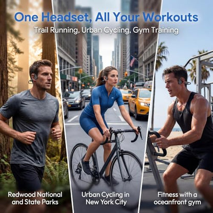 Bone Conduction Headphones, Bluetooth 5.4 Open-Ear Sports Headphones | Wireless with Mic, 12H Playtime, IPX6 Sweatproof, Secure Fit for Running, Cycling and Workouts (Black) - color: Black