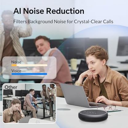 FreeChat Conference Speakerphone, 3 AI Mics 360 Voice Pickup | Smart Noise Cancelling, Portable Speaker for Video Calls, Home Office & Small Team Meetings - color: FreeChat 101(3 Mics)