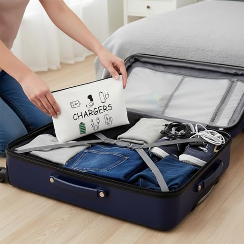 Charger Makeup Bag Charging Cable Organizer Bag Chargers Makeup Bags Zipper Pouch Cosmetic Bags Funny Toiletry Organizer Pouch Travel Gifts for Women Traveler Charging Cord Themed Accessories