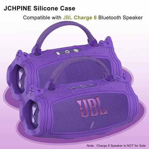 JCHPINE Silicone Cover and Carrying Case for JBL Charge 6 Bluetooth Speaker | Accessories for JBL Charge 6 AI Sound Bluetooth Speaker Protective Cases with Shoulder Strap (Purple) - color: Purple