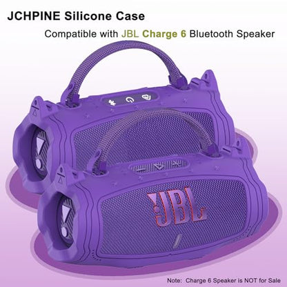 JCHPINE Silicone Cover and Carrying Case for JBL Charge 6 Bluetooth Speaker | Accessories for JBL Charge 6 AI Sound Bluetooth Speaker Protective Cases with Shoulder Strap (Purple) - color: Purple