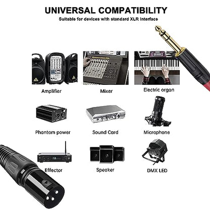 (2PACK/6.6FT) XLR to 1/4 TRS Stereo Adapter,XLR Male to 1/4 Inch (6.35mm) Balanced Microphone Stereo Audio Converter AdapterCable 3 Pin XLR to Quarter inch TRS Plug Mic Cord for Dynamic Microphone - size: 6.6ft