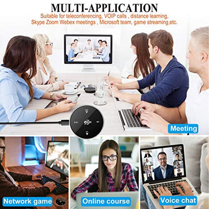 Upgrated USB Conference Microphone with Speaker,Laptop Omnidirectional Computer Mic with Touch-Sensor to Mute/Volume,for Zoom Meetings,Skype,VoIP Call,Interview,Christmas Stocking Stuffers Surprise