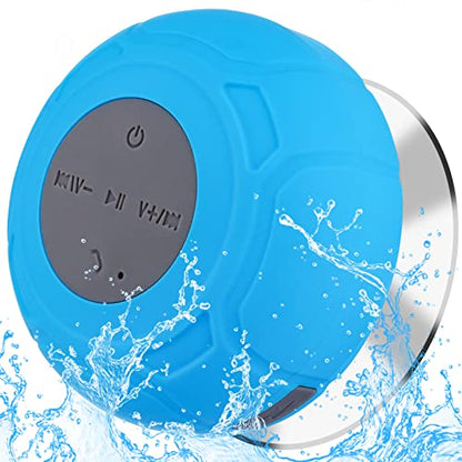Waterproof Bluetooth Shower Speaker Portable Wireless Water-Resistant Speaker Suction Cup,Built-in Mic Gifts for Kids Speakerphone for iPhone Phone Tablet Bathroom Kitchen - Blue - color: Blue