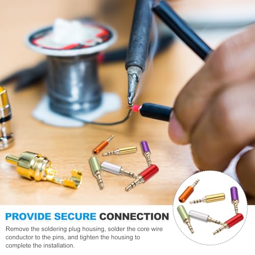 MECCANIXITY 2Pcs 3.5mm Replacement Repair Plug Jack, 4 Pole Metal Stereo Male Plug 3.5mm Solder DIY Audio Cable Connector for Headphone Earphone Microphone Cable Repair, Silver Tone - color: Silver Tone