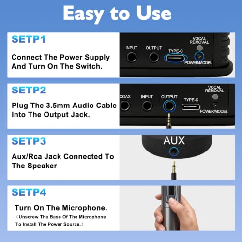 Wireless Microphone System for Karaoke TV and AUX Speaker