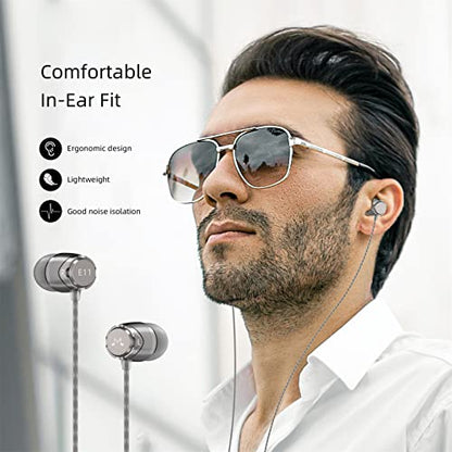 SoundMAGIC E11 Wired Earbuds, No Mic, Hi-Fi Stereo, 3.5mm Jack, Gunmetal | Balanced accurate sound, rich bass, full aluminium housing, silver-plated cable, comfortable fit - color: Dark Silver
