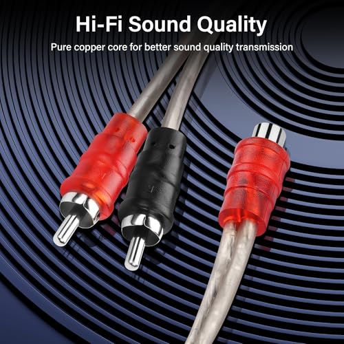 30cm RCA Y Splitter Cable，Shielded RCA RCA 1 Female to 2 Male Stereo Audio Cable for Car Audio, Subwoofer, TV, CD Player, Home Theater（2 Pack）