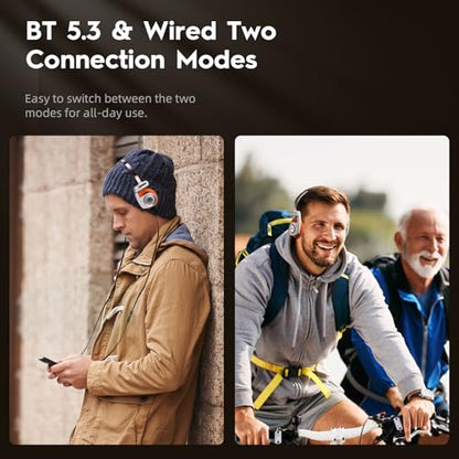 okcsc Classic On-Ear Headphones, Retro Style, BT Wireless Retro Headphones, Ultra Lightweight Retro Headsts/Bullt-in Mic/40mm Class Composite Film/BT 5.3 & Wired Two Connection Modes, BT/Black - color: Black, size: Bluetooth