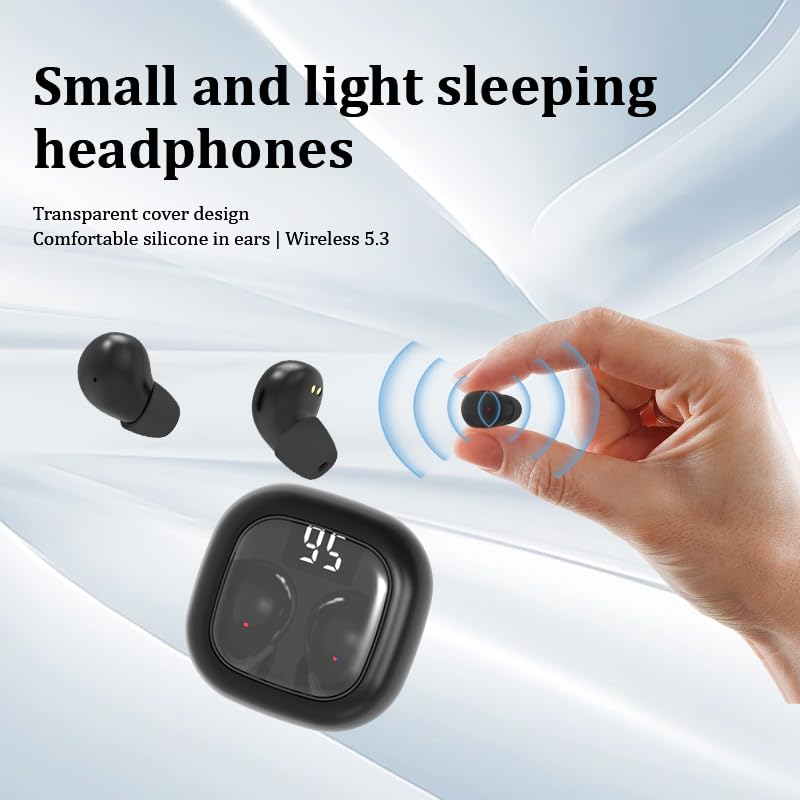 Ultra small mini earphones ，Mini Invisible Wireless Earbuds for Small Ear Canals, Low Profile Hidden Sleep Earbuds, IPX5 Waterproof Bluetooth Headphones for Work, Side Sleep & Daily Use (black) - color: Black