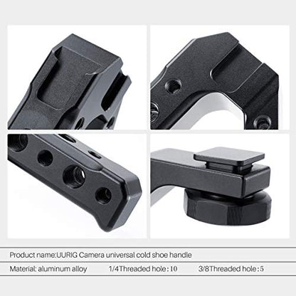 UURig R005 Camera Hot Shoe Top Handle Grip, Universal Video Stabilizing Rig W 3 Cold Shoe Adapters for Sony A7III to Mount Microphone, LED Light, Monitor, Easy Low Angle Shots Metal
