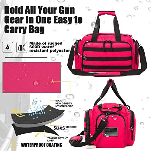 Range Bag | Gun Range Duffle Bag for Handguns and Ammo,USA Flag Patch Included. - color: Pink